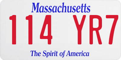 MA license plate 114YR7