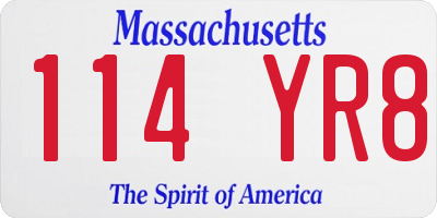 MA license plate 114YR8