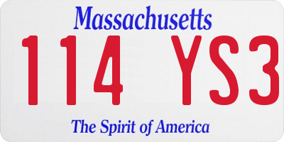 MA license plate 114YS3
