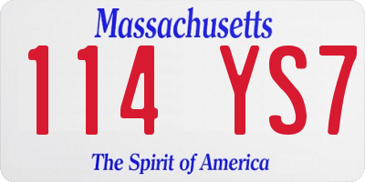 MA license plate 114YS7
