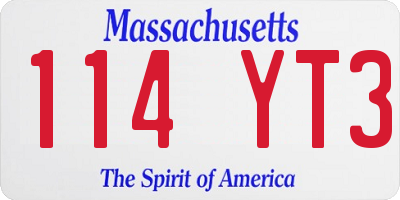 MA license plate 114YT3