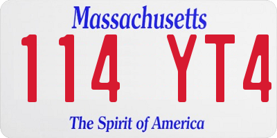 MA license plate 114YT4