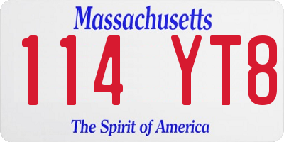 MA license plate 114YT8