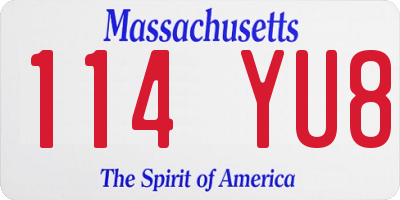 MA license plate 114YU8