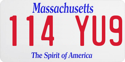 MA license plate 114YU9