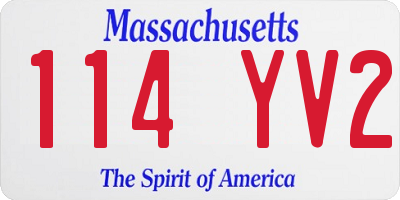 MA license plate 114YV2