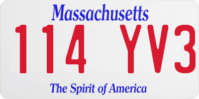 MA license plate 114YV3