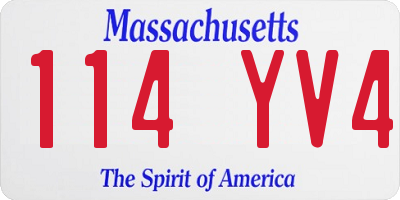 MA license plate 114YV4