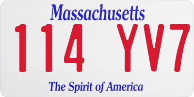MA license plate 114YV7