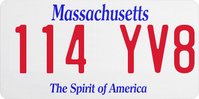 MA license plate 114YV8