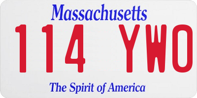 MA license plate 114YW0