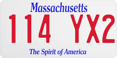 MA license plate 114YX2