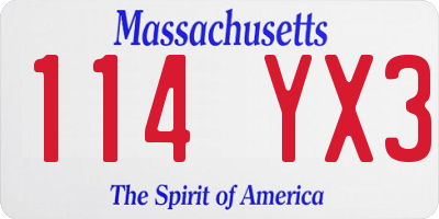 MA license plate 114YX3