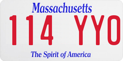 MA license plate 114YY0