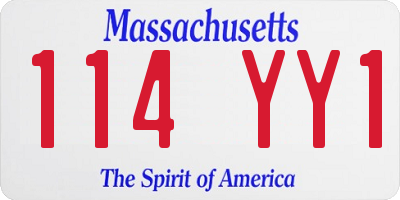 MA license plate 114YY1
