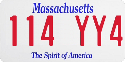 MA license plate 114YY4