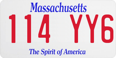 MA license plate 114YY6