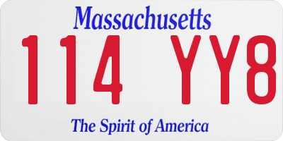 MA license plate 114YY8