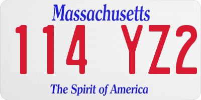 MA license plate 114YZ2