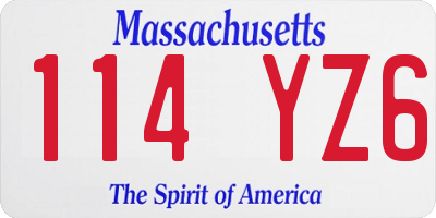 MA license plate 114YZ6