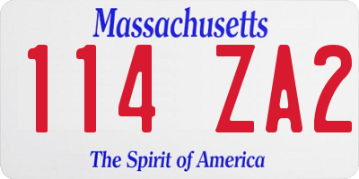 MA license plate 114ZA2