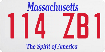 MA license plate 114ZB1