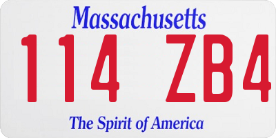 MA license plate 114ZB4