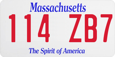 MA license plate 114ZB7