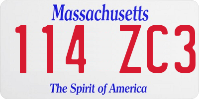 MA license plate 114ZC3