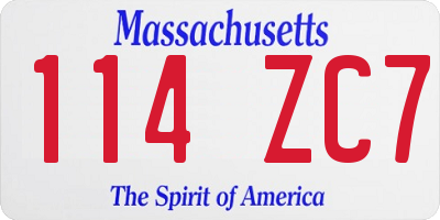 MA license plate 114ZC7
