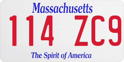 MA license plate 114ZC9