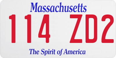 MA license plate 114ZD2