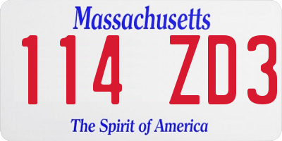 MA license plate 114ZD3