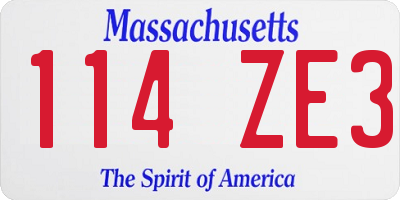 MA license plate 114ZE3