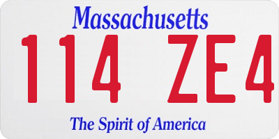 MA license plate 114ZE4