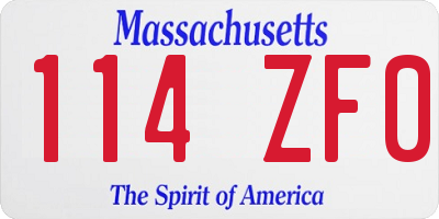 MA license plate 114ZF0