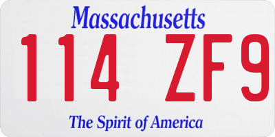 MA license plate 114ZF9