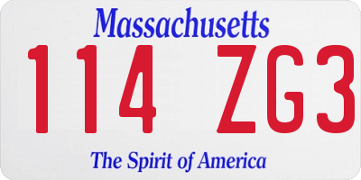 MA license plate 114ZG3