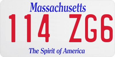 MA license plate 114ZG6