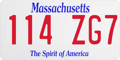 MA license plate 114ZG7