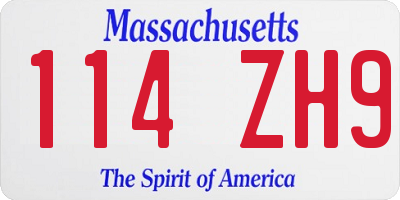 MA license plate 114ZH9