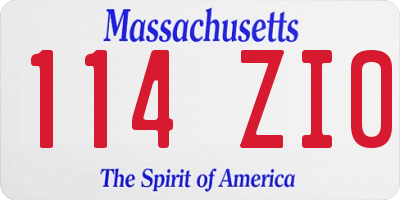 MA license plate 114ZI0