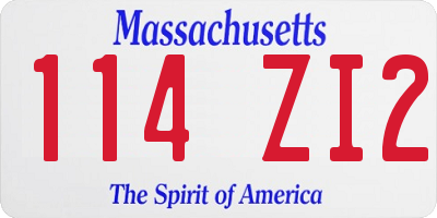 MA license plate 114ZI2