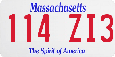 MA license plate 114ZI3