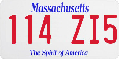 MA license plate 114ZI5