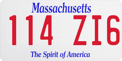 MA license plate 114ZI6