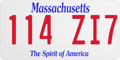MA license plate 114ZI7