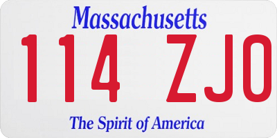 MA license plate 114ZJ0
