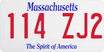 MA license plate 114ZJ2
