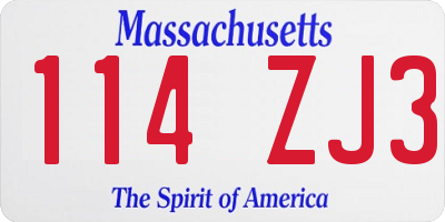 MA license plate 114ZJ3